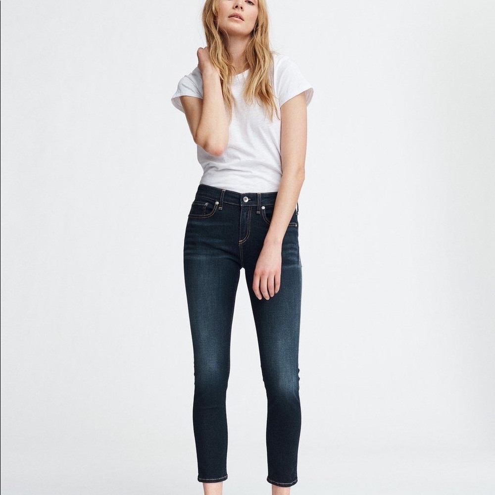 $195 Rag & Bone Cate Mid-Rise Skinny Slim Fit Ankle Dark Indigo Jean size 29